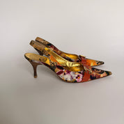 Just Cavalli Floral Nautical Print Embellished Slingbacks - EU 37 / US 6.5