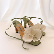Manolo Blahnik Reworked Orchid Heels - Sage Green - EU 40.5