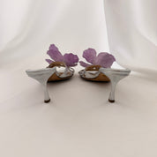 Jimmy Choo Reworked Silver Orchid Mules - 40