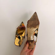 Just Cavalli Floral Nautical Print Embellished Slingbacks - EU 37 / US 6.5