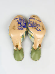 Burberry 2024 Sage Green Mews Check Slide Sandals - EU 37