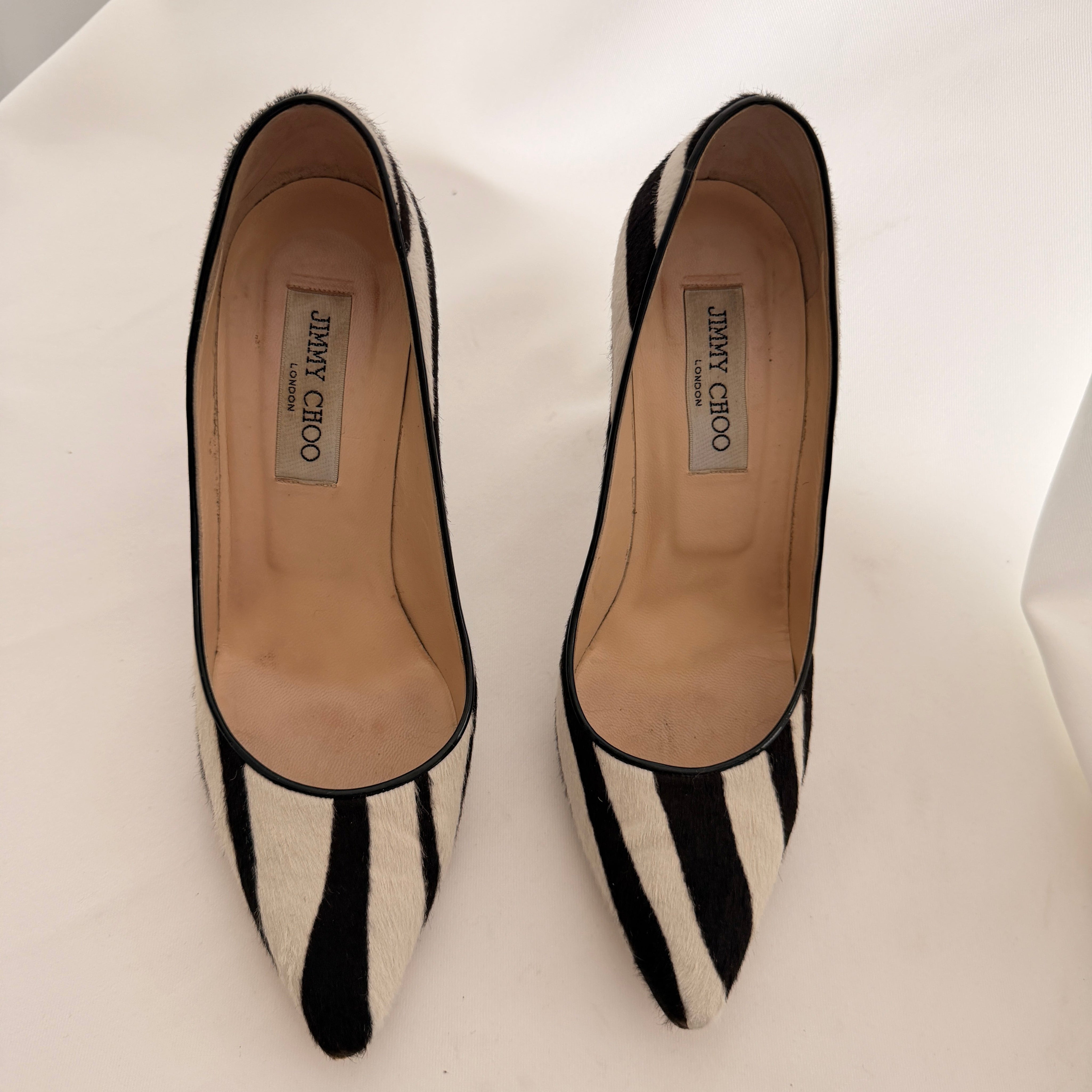 Jimmy Choo Zebra Print Pony Hair Heels - EU 37.5 / US 7