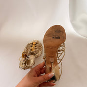 Jimmy Choo Gold Embellished Sandals - EU 36