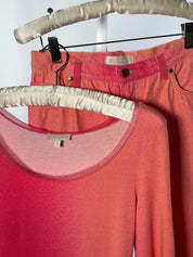 Roberto Cavalli 2001 Pink Ombré Glitter Denim Top & Jeans Set - Top S-M / Jeans W24