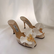 Jimmy Choo Reworked Cream Orchid Mules - EU 39.5 / US 8.5