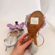 Jimmy Choo Reworked Orchid Heeled Sandals - Silver - EU 38