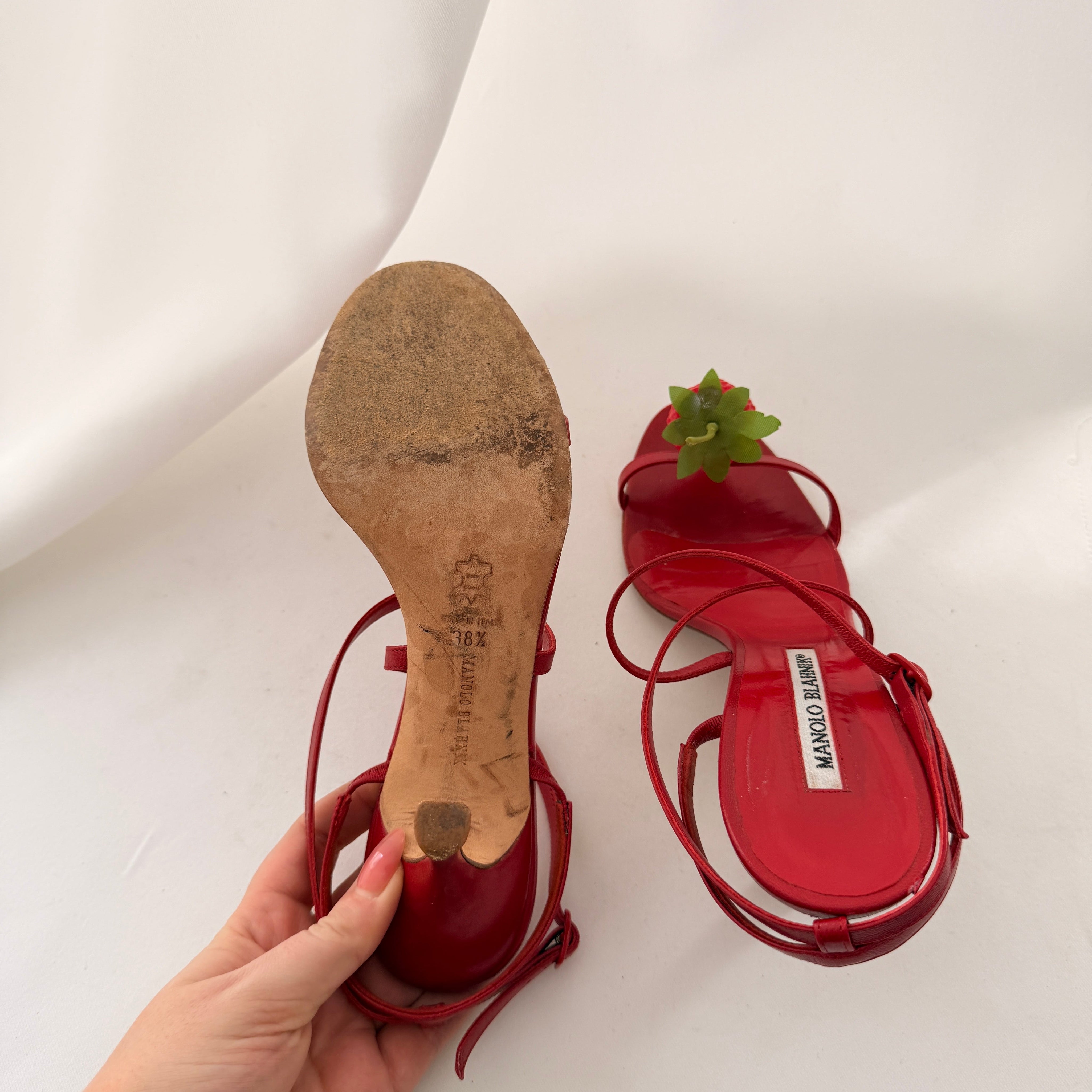 Manolo Blahnik Reworked Strawberry Heels