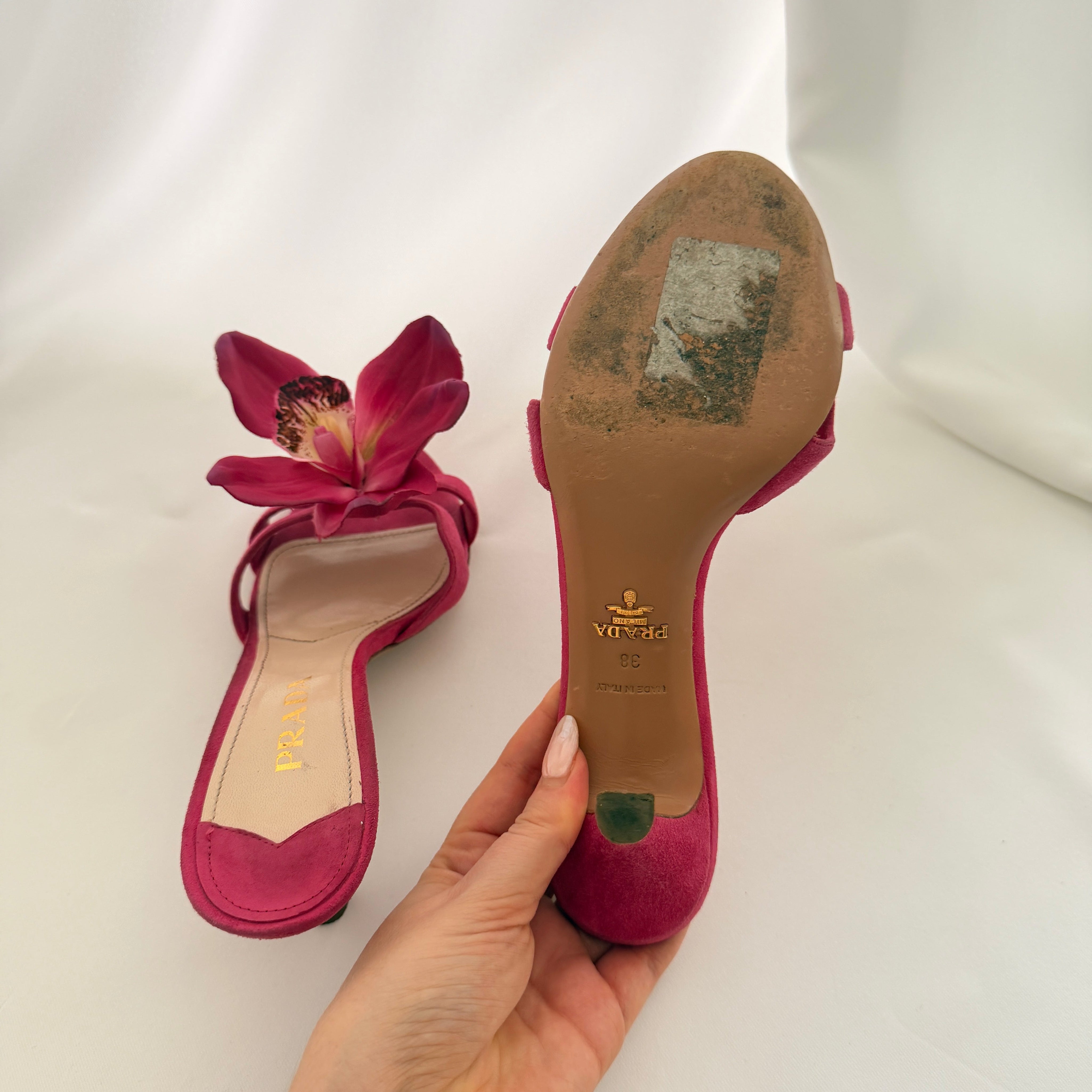 Prada Reworked Orchid Mules - 38
