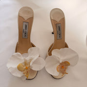 Jimmy Choo Reworked Cream Orchid Mules - EU 39.5 / US 8.5