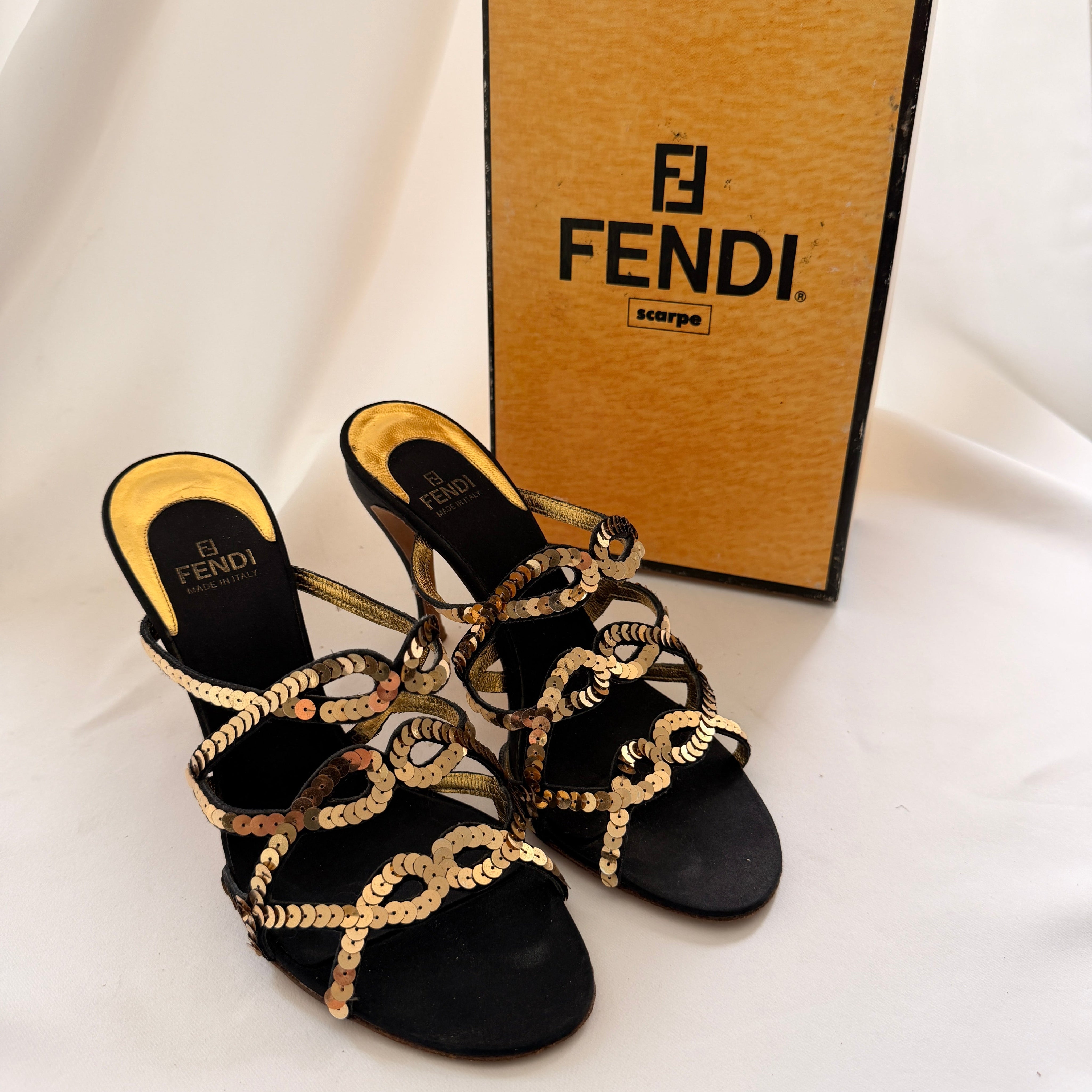 Fendi Sandali Paillettes Sequin Mules - EU 37.5 / US 7