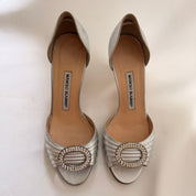 Manolo Blahnik Sedaraby Crystal d'Orsay Heels - Silver - EU 36