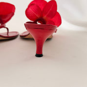 Manolo Blahnik Reworked Red Orchid Flip Flop Heels - 38