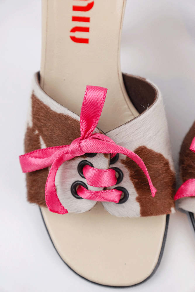Miu Miu 2004 Cow Print Ponyhair Kitten Heels