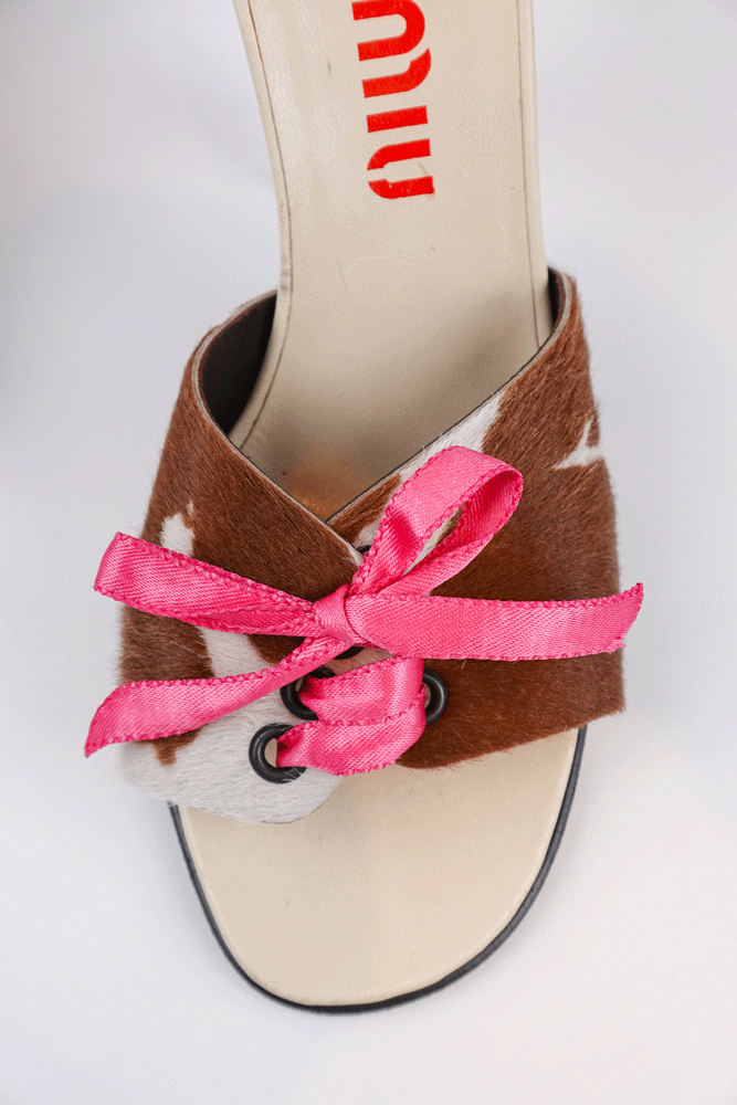 Miu Miu 2004 Cow Print Ponyhair Kitten Heels