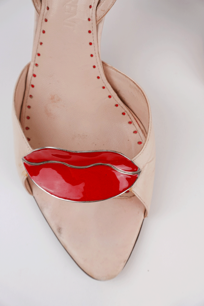 Yves Saint Laurent 2005 Lip Patent Slingback Heels