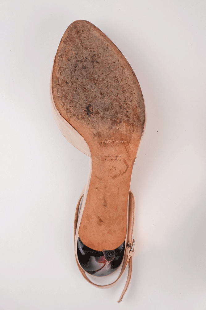 Yves Saint Laurent 2005 Lip Patent Slingback Heels