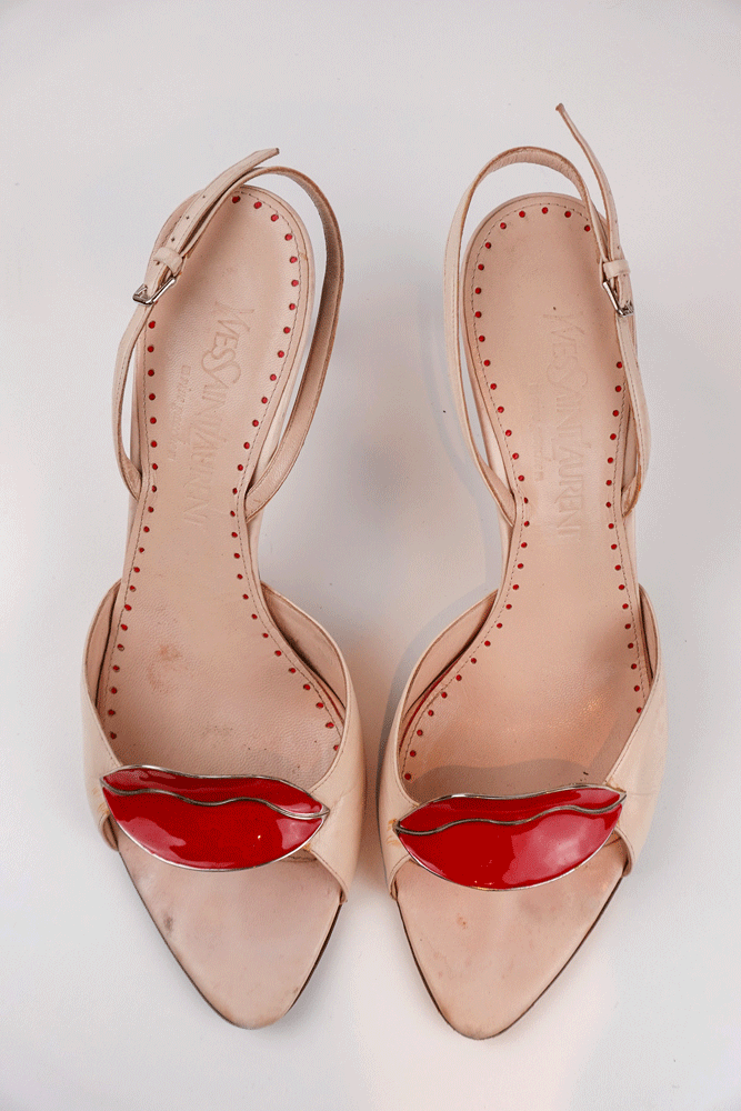 Yves Saint Laurent 2005 Lip Patent Slingback Heels