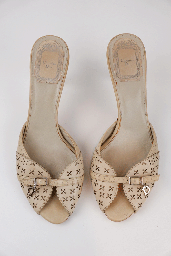 Christian Dior Floral Strap Kitten Heels