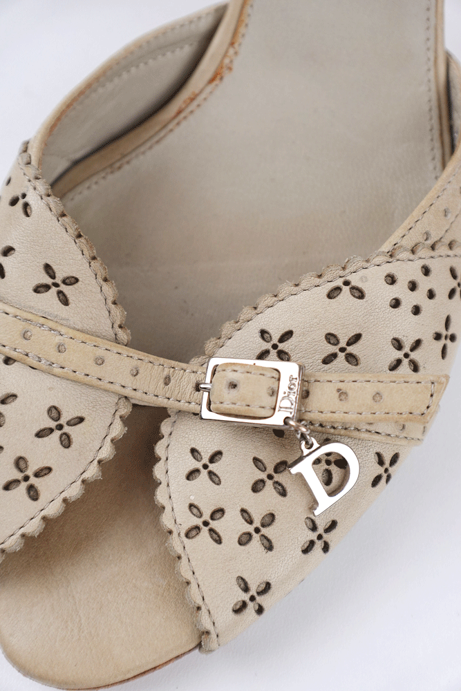 Christian Dior Floral Strap Kitten Heels