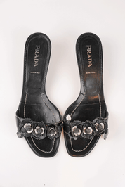 Prada 2002 Leather Flower Kitten Heels