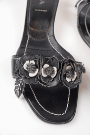 Prada 2002 Leather Flower Kitten Heels