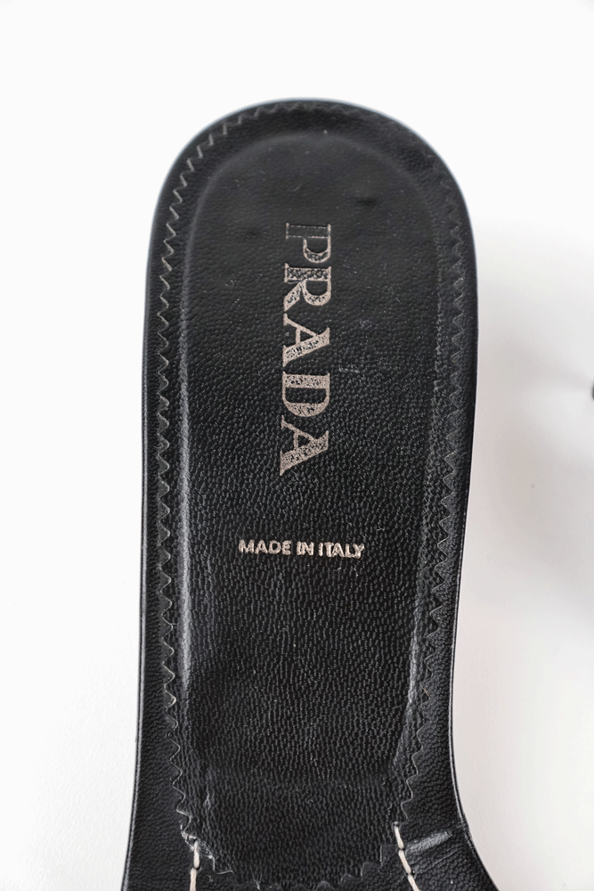 Prada 2002 Leather Flower Kitten Heels