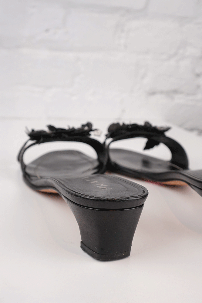 Prada 2002 Leather Flower Kitten Heels