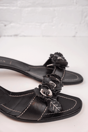 Prada 2002 Leather Flower Kitten Heels