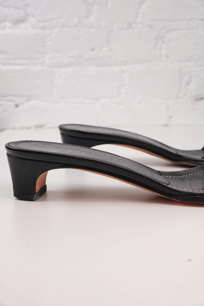 Prada 2002 Leather Flower Kitten Heels