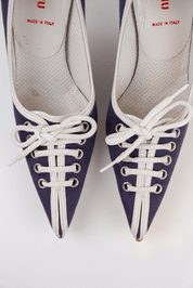 Miu Miu 2006 Navy & White Lace-Up Heels