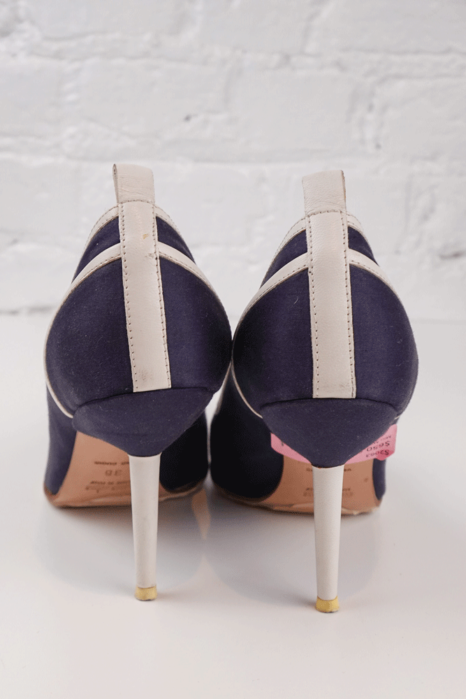Miu Miu 2006 Navy & White Lace-Up Heels