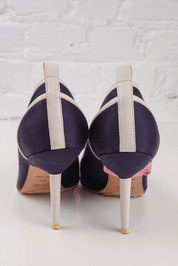 Miu Miu 2006 Navy & White Lace-Up Heels