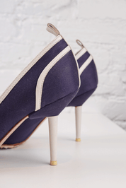 Miu Miu 2006 Navy & White Lace-Up Heels