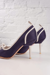 Miu Miu 2006 Navy & White Lace-Up Heels