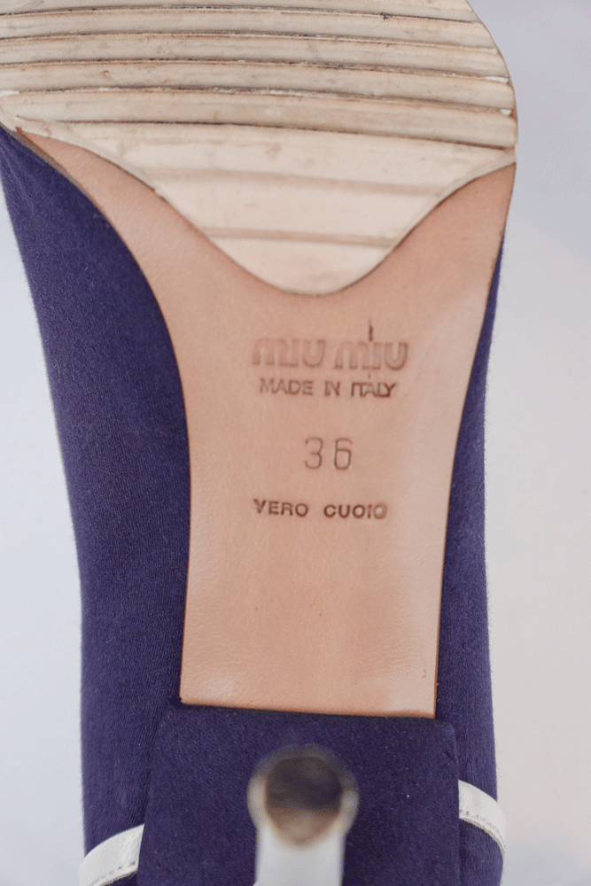 Miu Miu 2006 Navy & White Lace-Up Heels