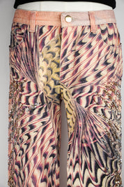 Roberto Cavalli SS 2001 Sequin Butterfly Illusion Flare Jeans – M