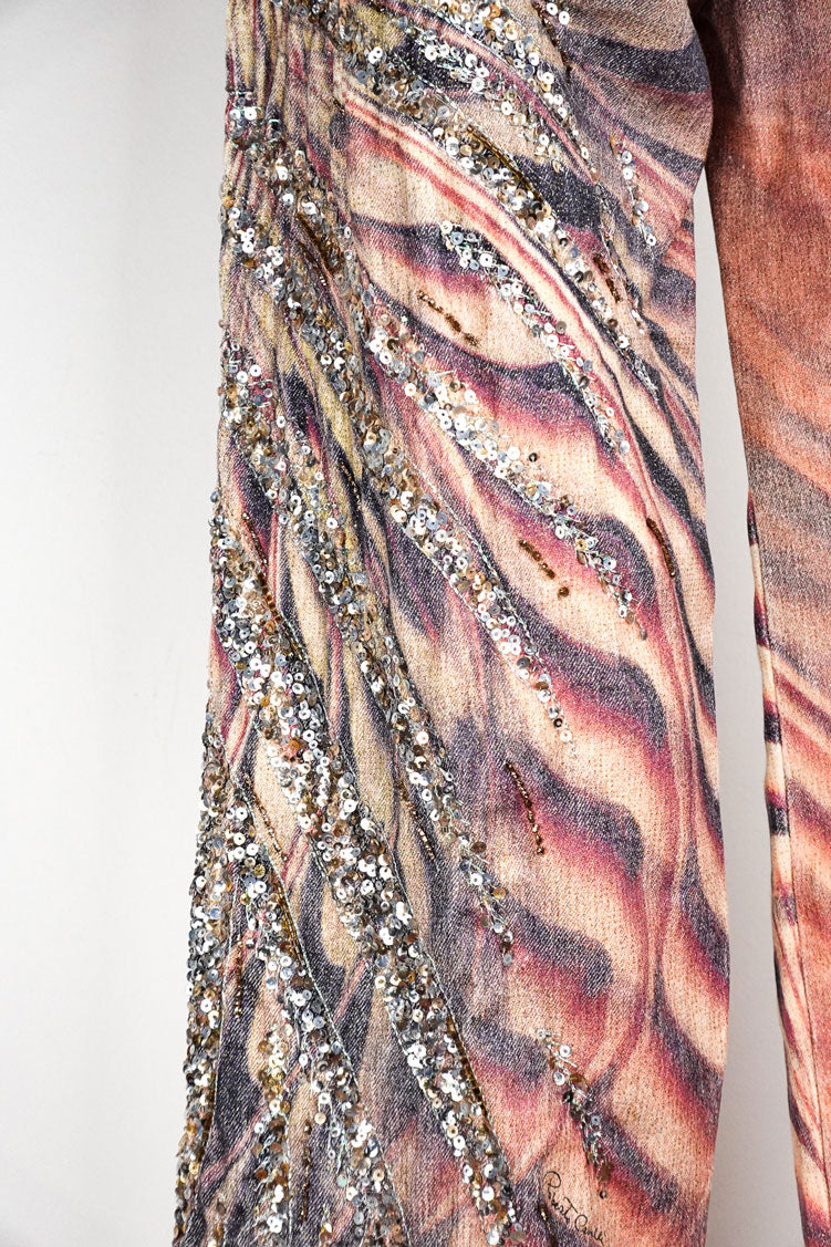 Roberto Cavalli SS 2001 Sequin Butterfly Illusion Flare Jeans – M