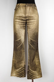 Just Cavalli 2000s Metallic Gold Flare Jeans – 30