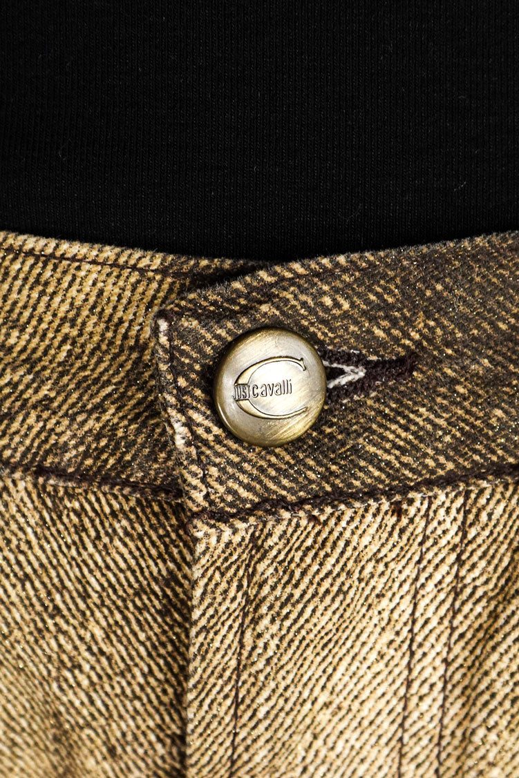 Just Cavalli 2000s Metallic Gold Flare Jeans – 30