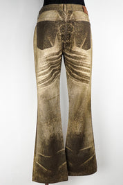 Just Cavalli 2000s Metallic Gold Flare Jeans – 30
