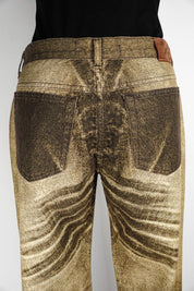Just Cavalli 2000s Metallic Gold Flare Jeans – 30