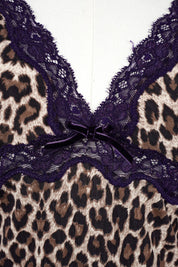 Just Cavalli 2000s Leopard & Plum Lace Baby Tee – L-XL