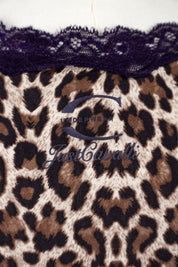 Just Cavalli 2000s Leopard & Plum Lace Baby Tee – L-XL