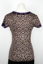 Just Cavalli 2000s Leopard & Plum Lace Baby Tee – L-XL