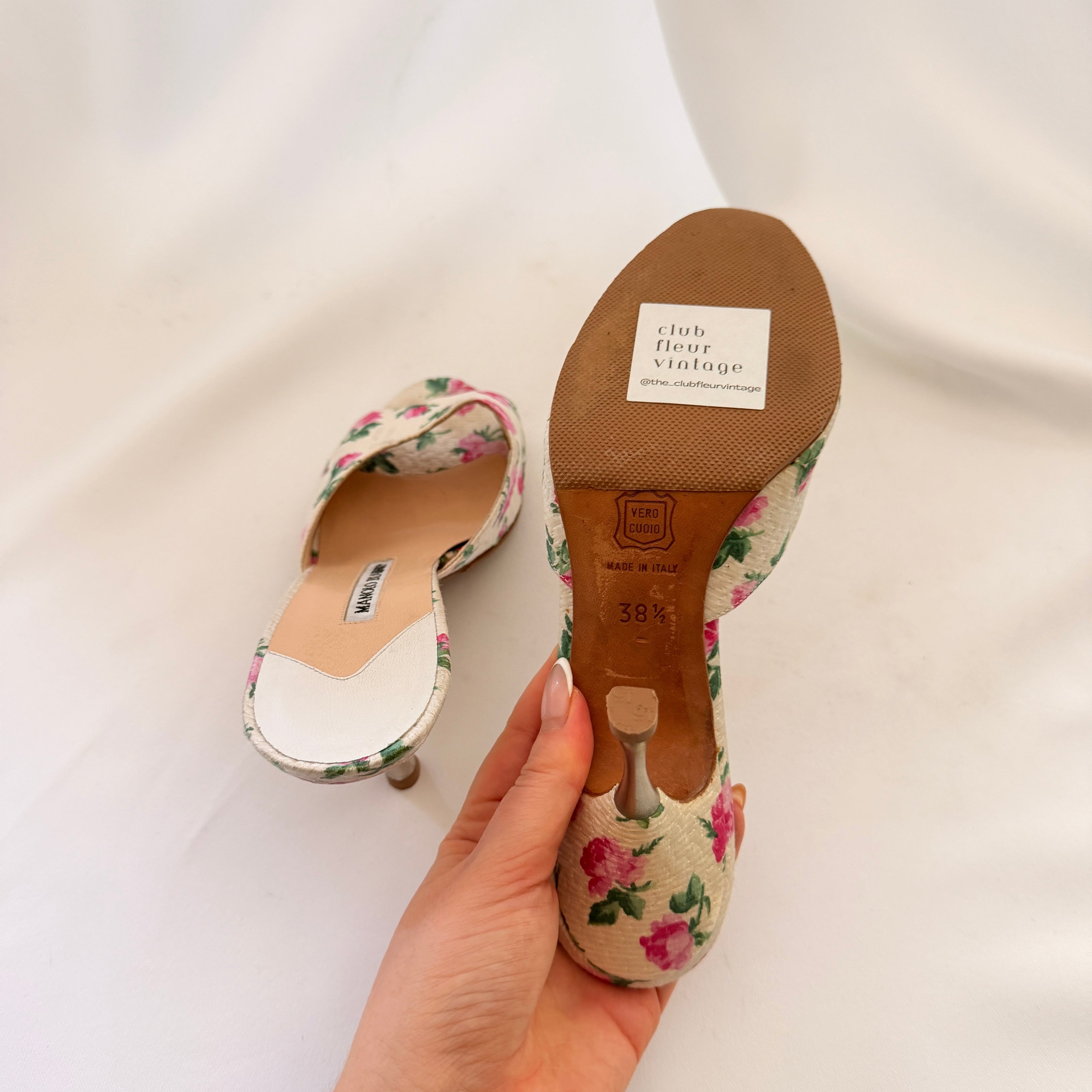 Vintage Manolo Blahnik Floral Mules - EU 38.5