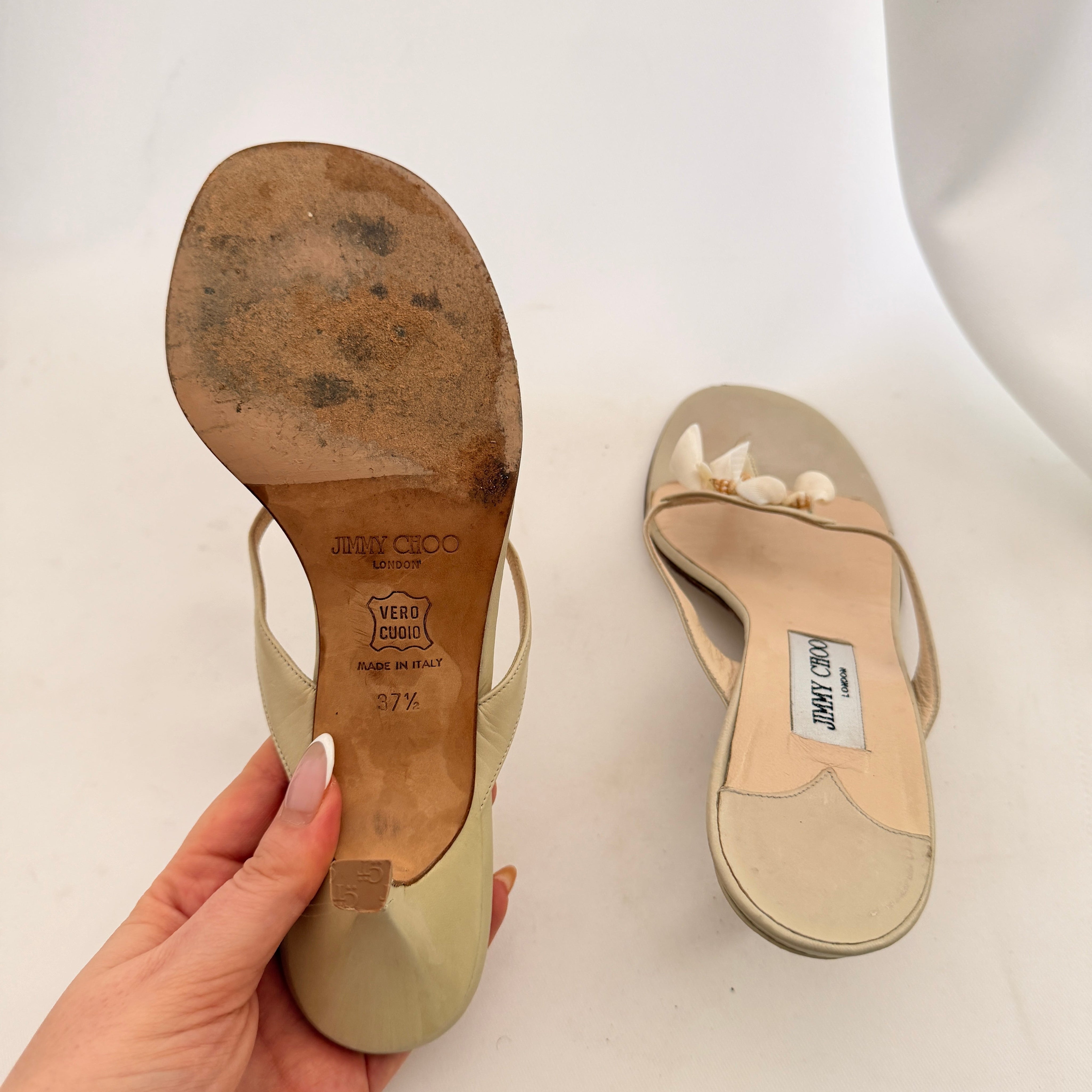 Jimmy Choo Seashell Flip Flop Heels - EU 37.5