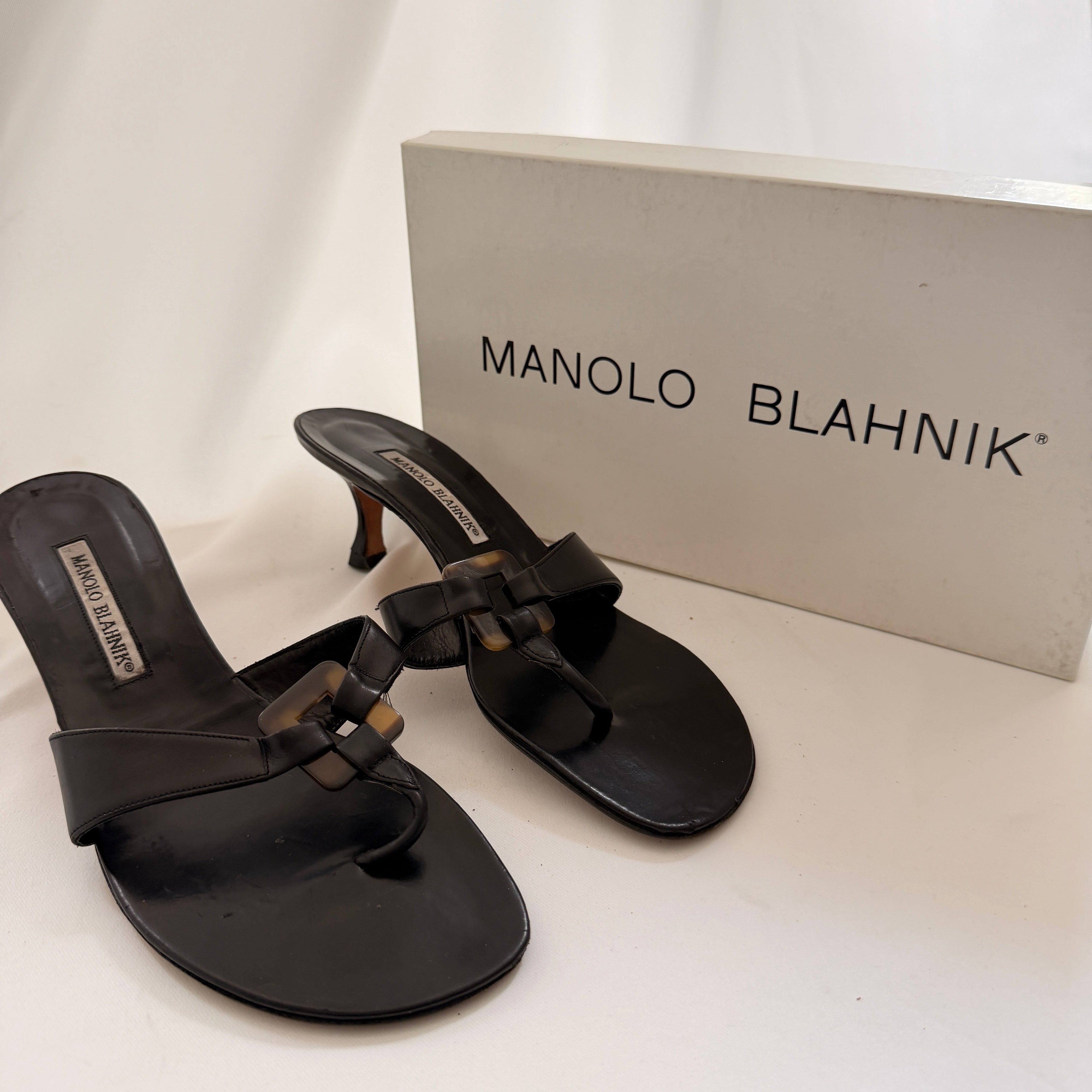 Manolo Blahnik Tortoiseshell Buckle Mules - EU 40