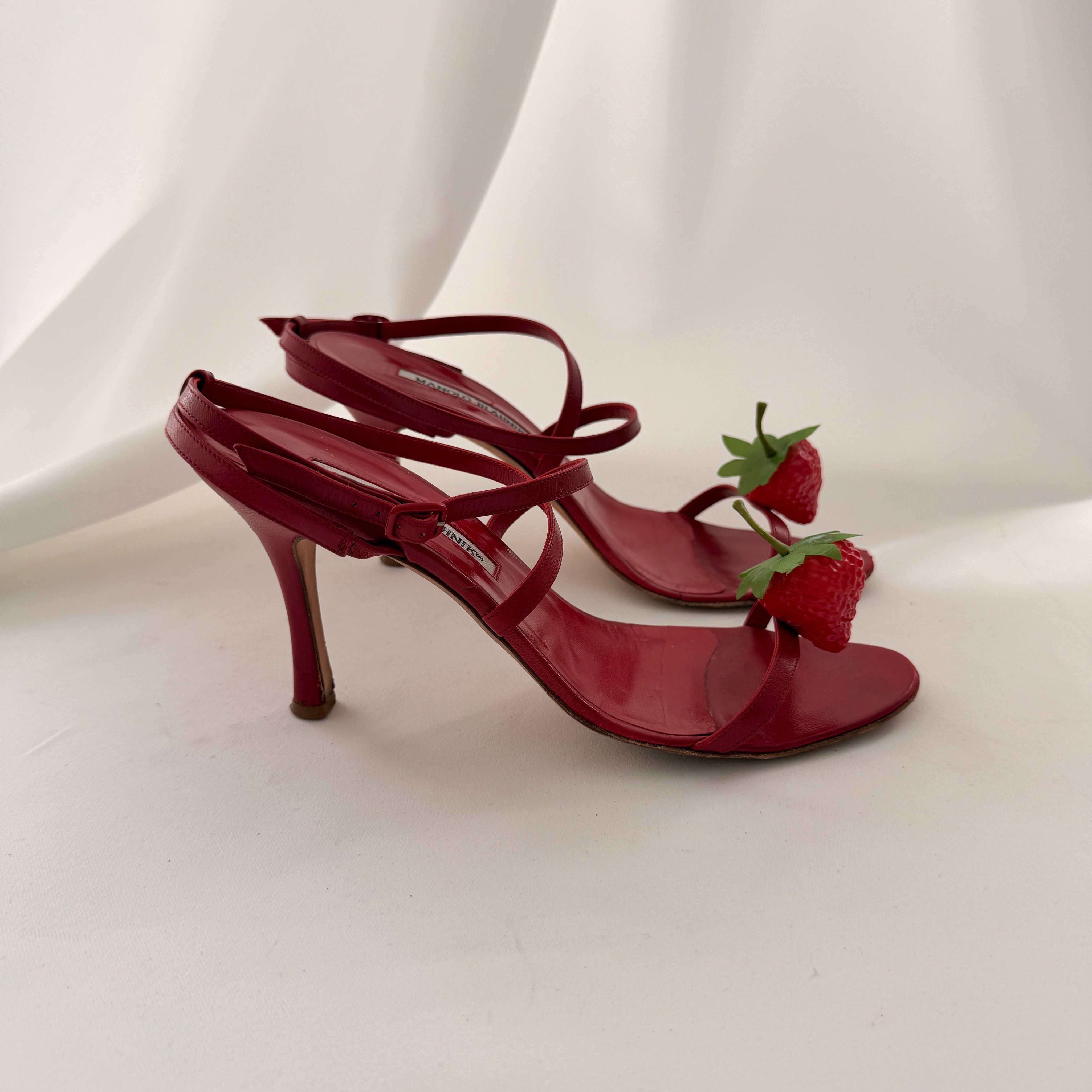 Manolo Blahnik Reworked Strawberry Heels