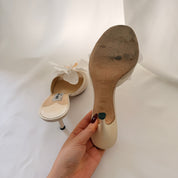 Jimmy Choo Reworked Cream Orchid Mules - EU 39.5 / US 8.5