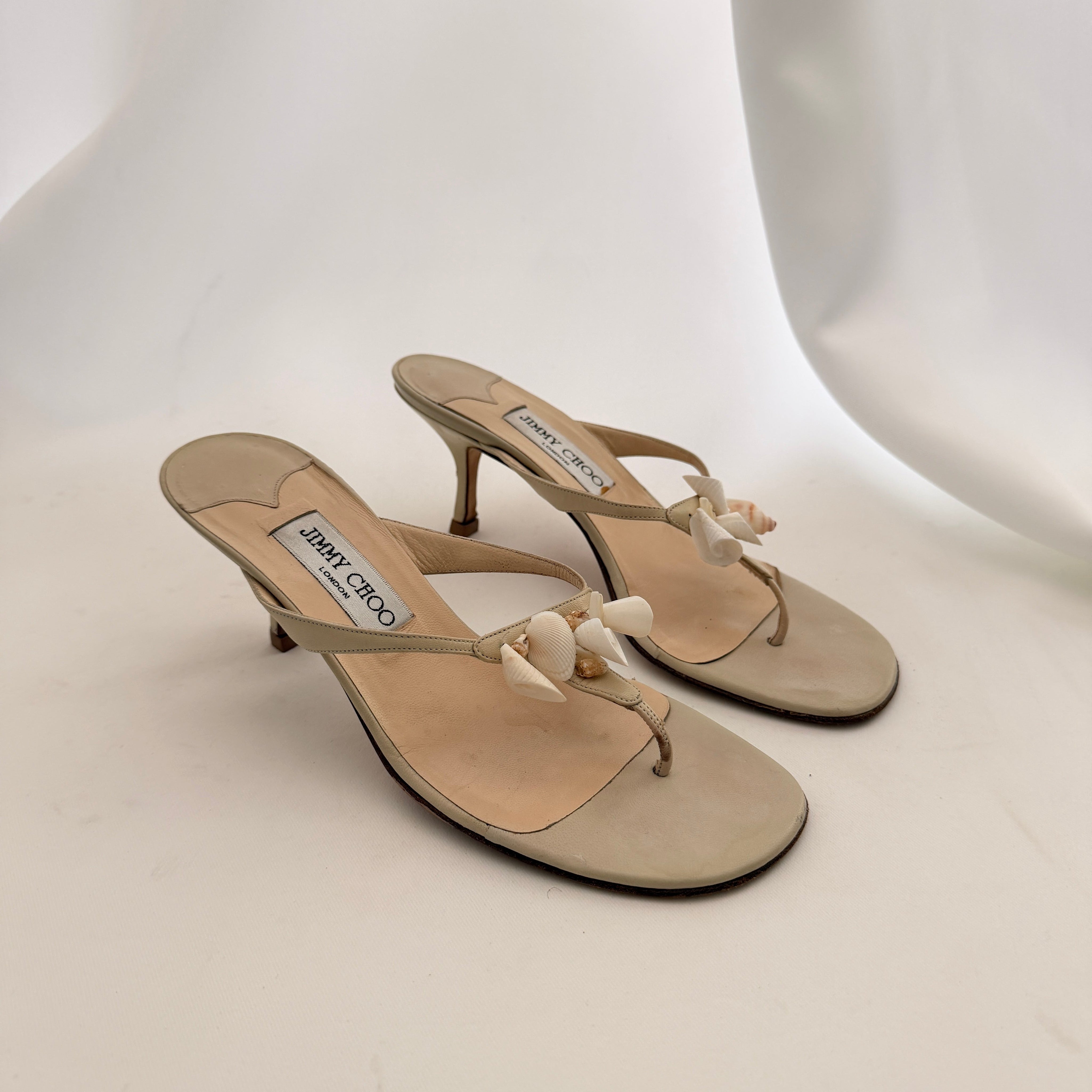 Jimmy Choo Seashell Flip Flop Heels - EU 37.5
